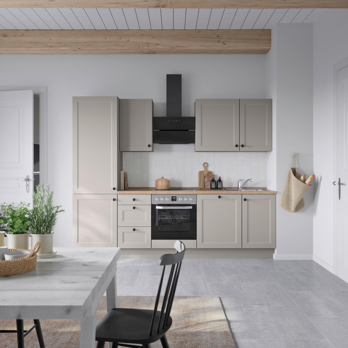 Kuchyňská linka 270 cm, kamenná sivá supermatná - šedá/černá, Moderní, kov/kompozitní dřevo (270cm) - Nobilia