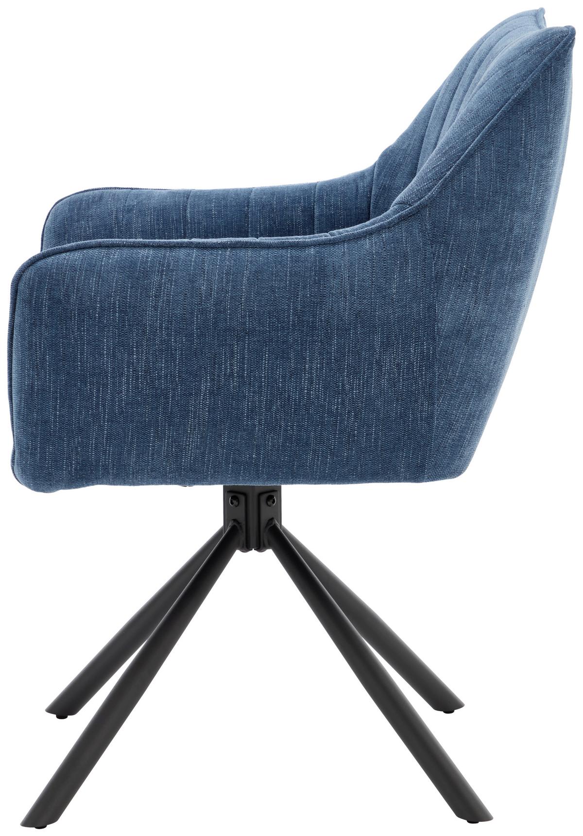 STOLIČKA S PODRÚČKAMI TRIENT - modrá/čierna, Modern, kov/textil (63/88/62cm) - Premium Living