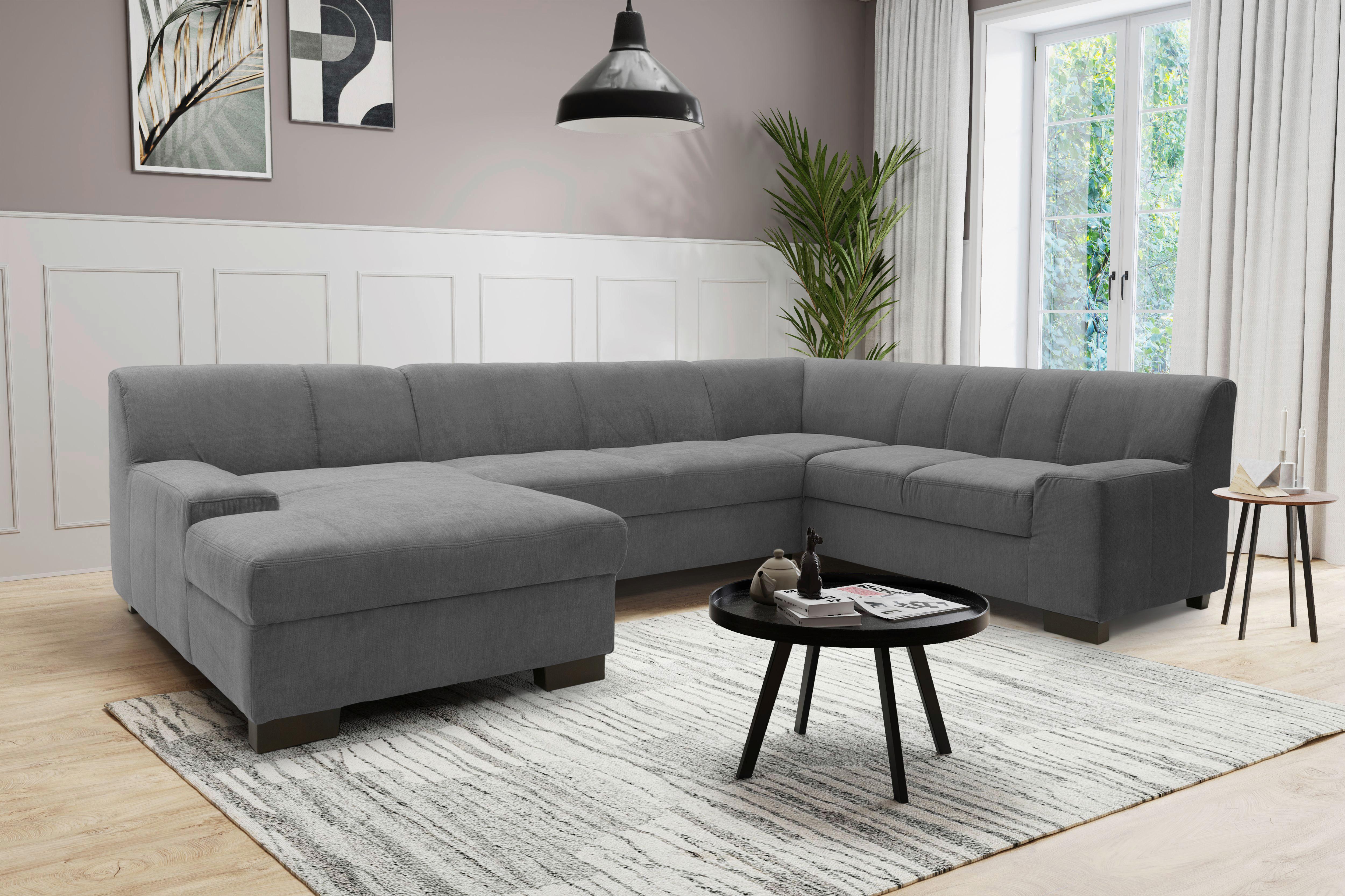Wohnlandschaft Norma Anthrazit Webstoff - Wengefarben/Anthrazit, Design, Textil (153/328/212cm) - MID.YOU