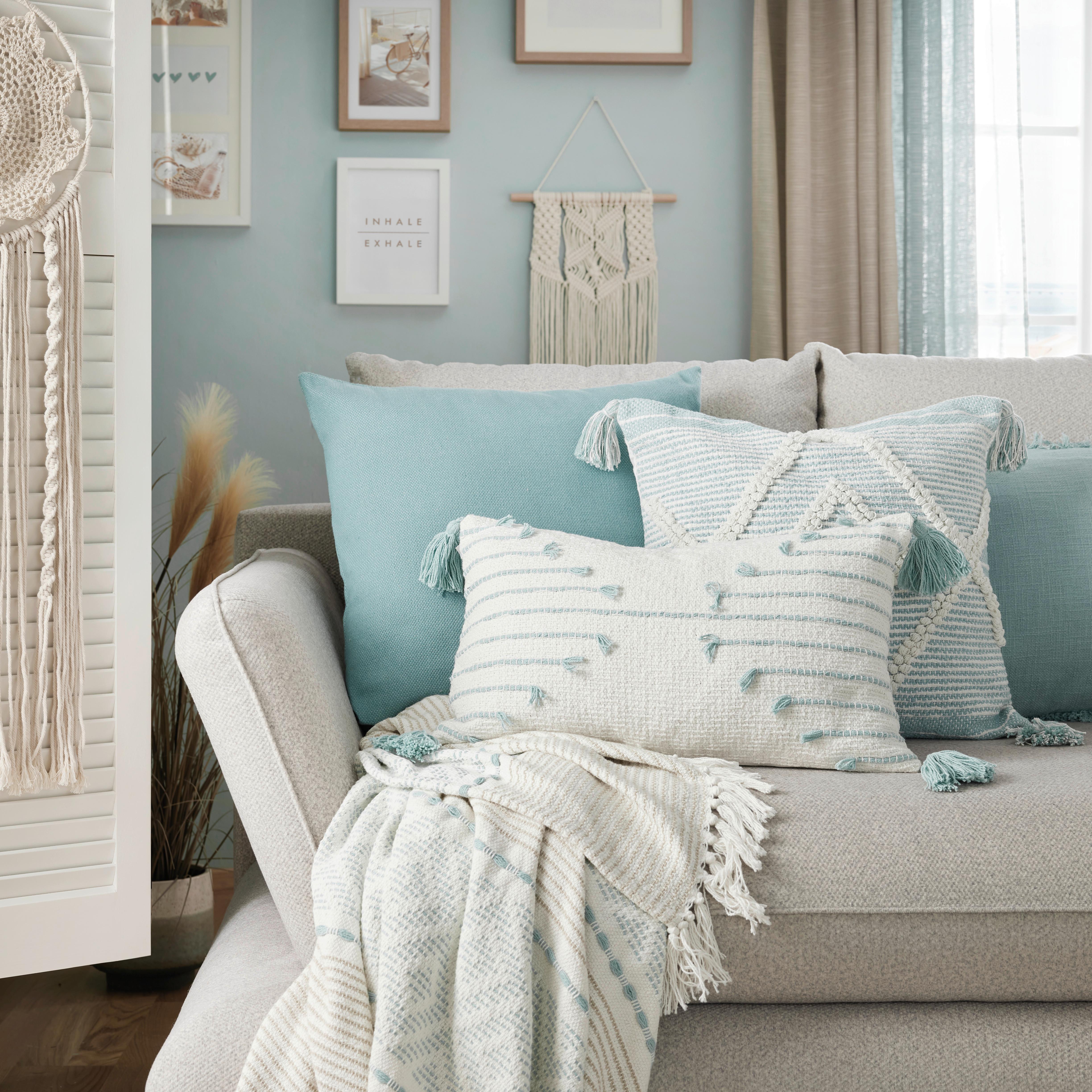 Dekoračný Vankúš Elena, 45/45cm - modrá/biela, Štýlový, textil (30/50cm) - Premium Living