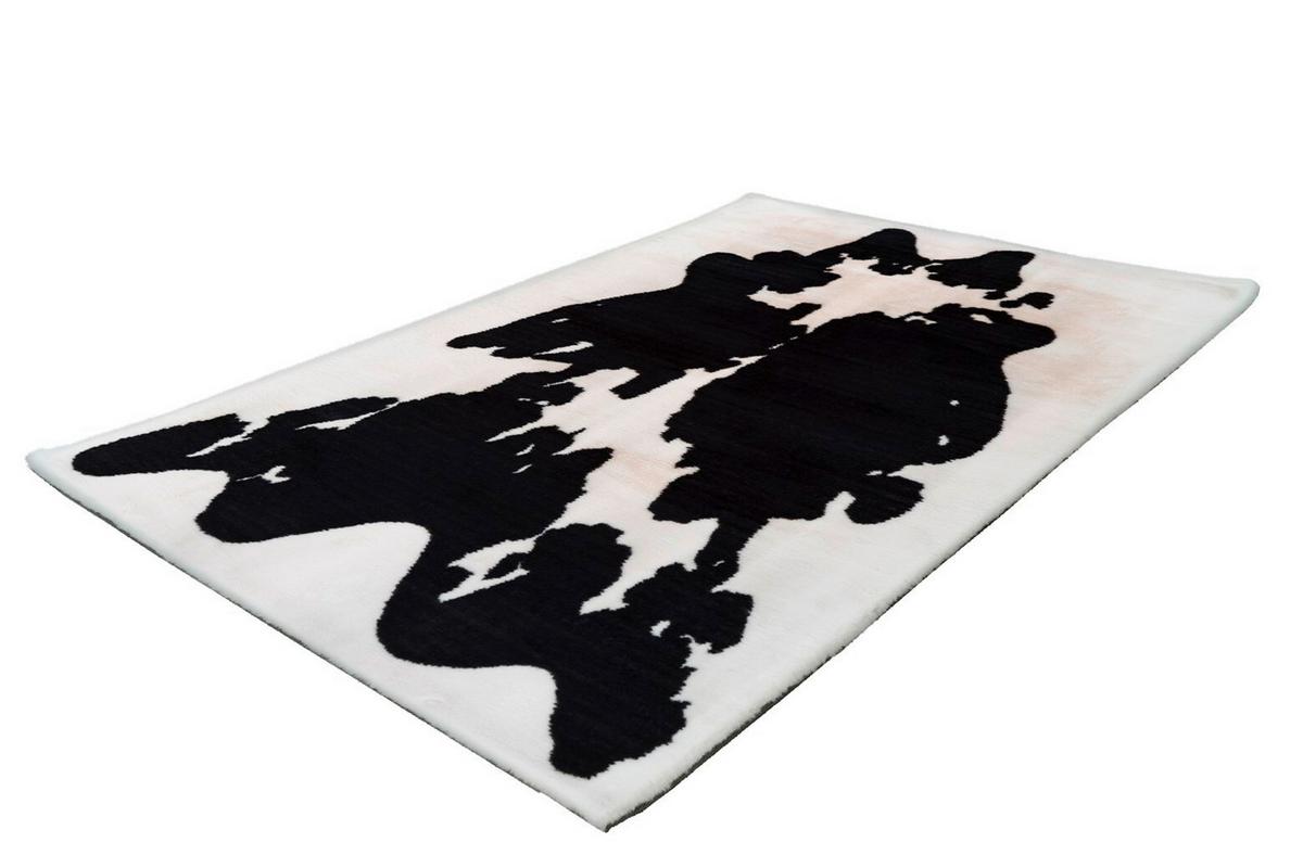 Hochflorteppich Rabbit Animal Schwarz/weiß, 120x160 Cm - Schwarz/Weiß, KONVENTIONELL, Textil (120/160cm)