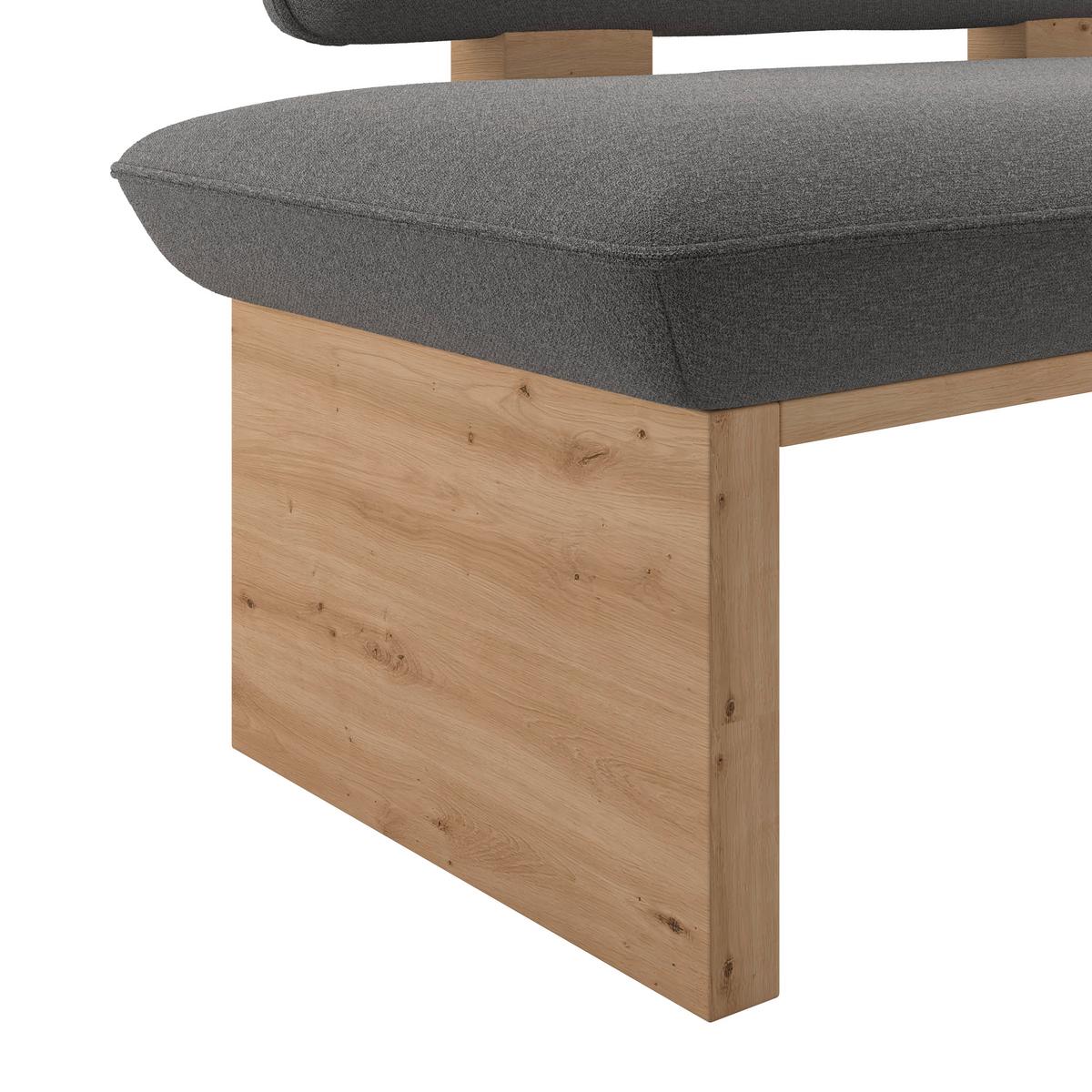 Sitzbank Beluna II Webstoff dunkelgrau, B: 140cm - Eichefarben/Dunkelgrau, KONVENTIONELL, Holzwerkstoff/Textil (140/87/67cm) - James Wood