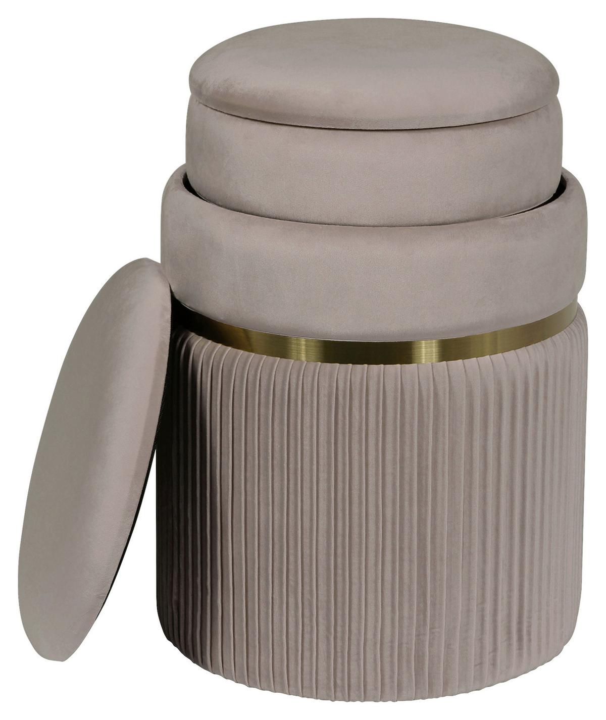 Hockerset Zora 325 Taupe D: 36/31,5 cm - Taupe/Goldfarben, KONVENTIONELL, Textil/Metall (31,5/36/38/44/31,5/36cm) - Kayoom