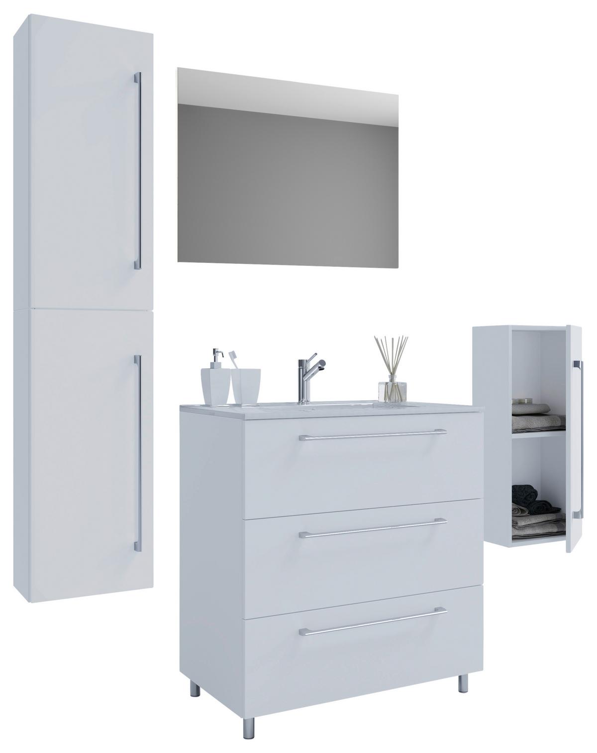 Badezimmer Schubo 5-Teilig Weiß B: 126 cm - Alufarben/Weiß, MODERN, Keramik/Holzwerkstoff (126cm) - MID.YOU