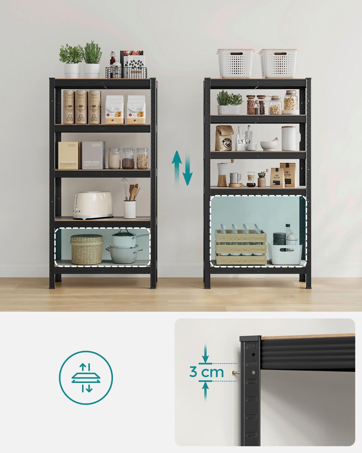 Schwerlastregal Shelving Braun/Schwarz B: 75 cm - Schwarz/Braun, Basics, Holzwerkstoff/Metall (75/150/30cm)