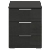 Nachtkästchen Mars 3l-Hg Grau B: 52 cm - Grau Hochglanz/Alufarben, Basics, Holzwerkstoff (40/52/40cm)