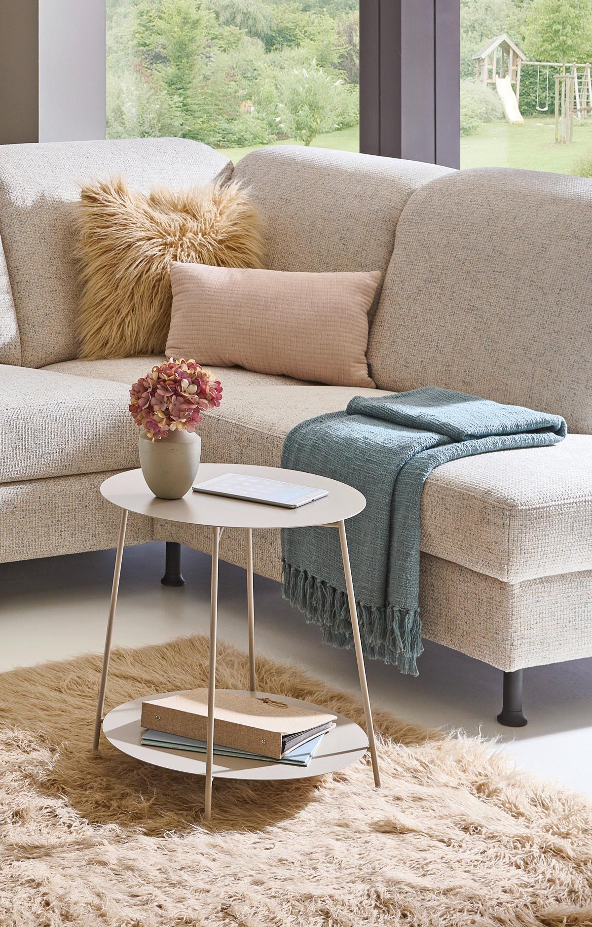 Príručný stolík Enno 2, farba kašmír, P: 50 cm - kašmírová, Trend, kov (50/50cm)