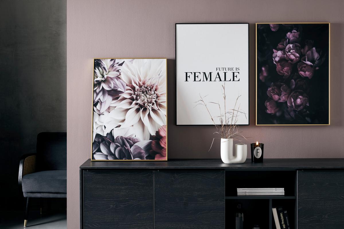 OBRAZ Elena, 50/70cm - bílá/černá, kompozitní dřevo/papír (50/70cm) - Mömax