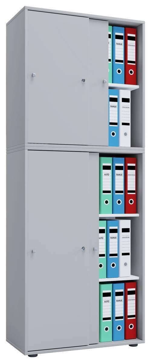 Aktenschrank versperrbar Lona XXL Grau B: 70 cm - Grau, Basics, Holzwerkstoff (70/183/37cm) - MID.YOU