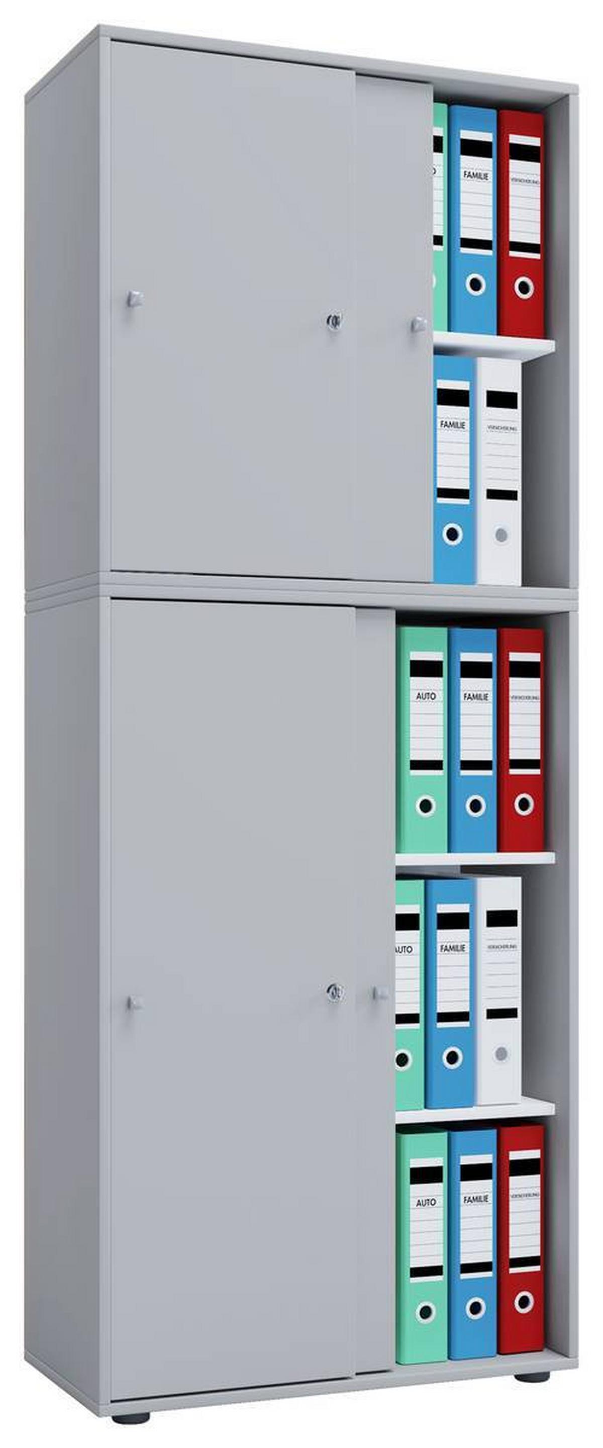 Aktenschrank versperrbar Lona XXL Grau B: 70 cm - Grau, Basics, Holzwerkstoff (70/183/37cm) - MID.YOU