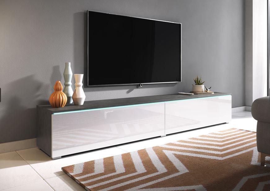 TV-Lowboard B: 180 cm Anthrazit/Weiß Hochglanz - Weiß Hochglanz/Anthrazit, LIFESTYLE, Holzwerkstoff (180/30/33cm) - P & B