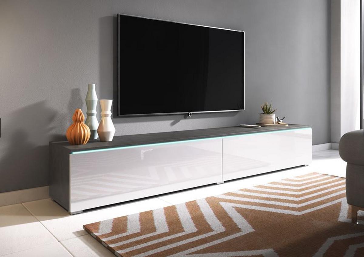 TV nízka komoda antracit/bílá VL - šedá/antracitová, Lifestyle, kompozitní dřevo/plast (180/30/33cm) - P & B