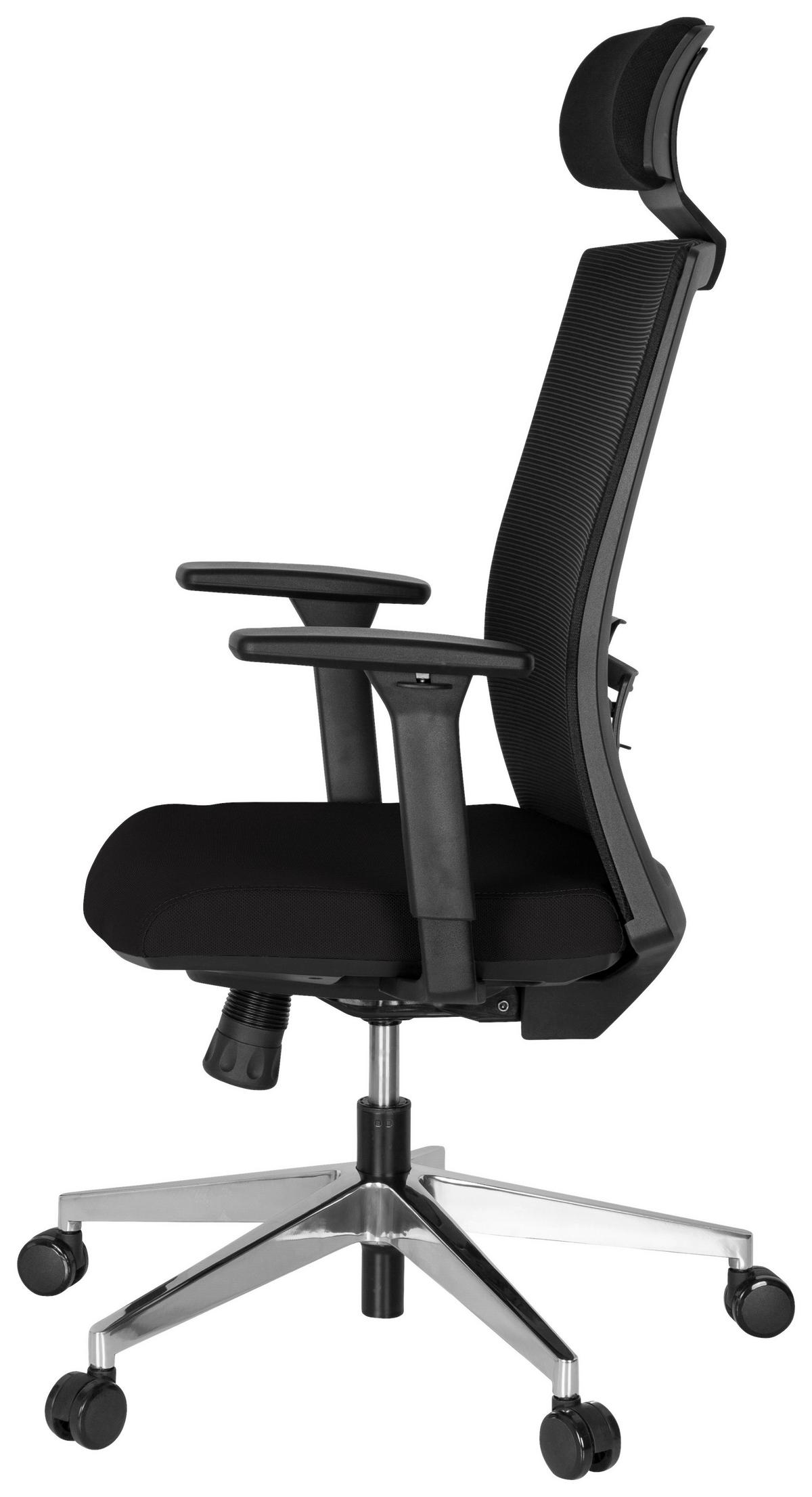 Drehstuhl Captiva Armstützen Schwarz Bis 120kg - Alufarben/Schwarz, MODERN, Kunststoff/Textil (68/131/63cm) - MID.YOU