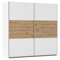 Schwebetürenschrank 218cm Foster, Weiß/Eiche - Weiß/Eiche Artisan, KONVENTIONELL, Holzwerkstoff (218/210/59cm)