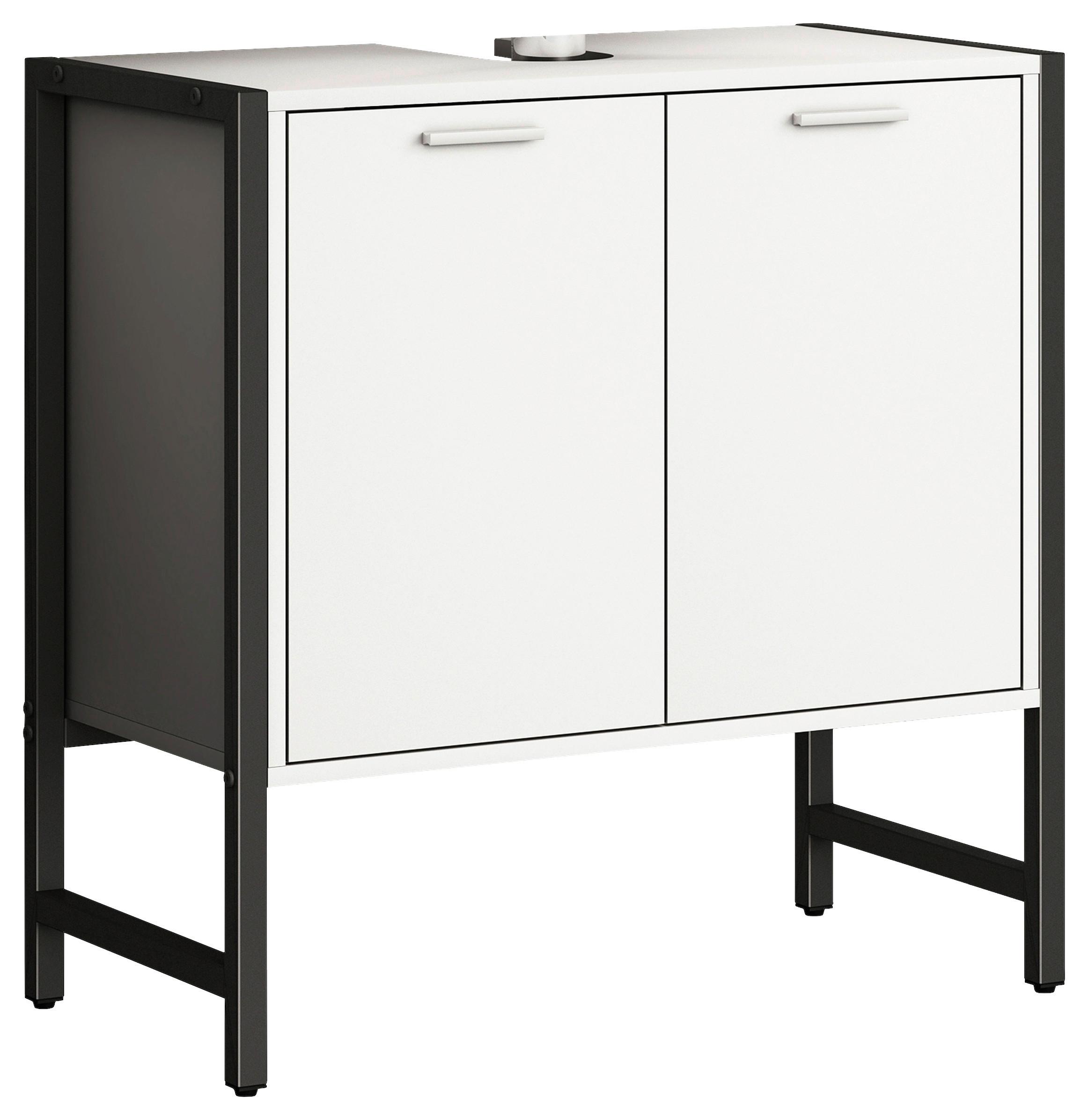WASCHBECKENUNTERSCHRANK EDINO - Schwarz/Weiß, MODERN, Holzwerkstoff/Metall (60/60/30cm) - MID.YOU
