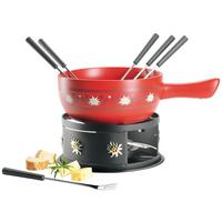 Fondue-Set 6 Gabeln Steingut - Rot/Schwarz, Trend, Keramik/Metall (34/22,5/19cm) - Mäser