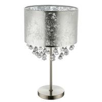 Tischlampe Klar/Silberfarben mit Schalter - Klar/Silberfarben, Design, Kunststoff/Textil (32/56cm) - Globo