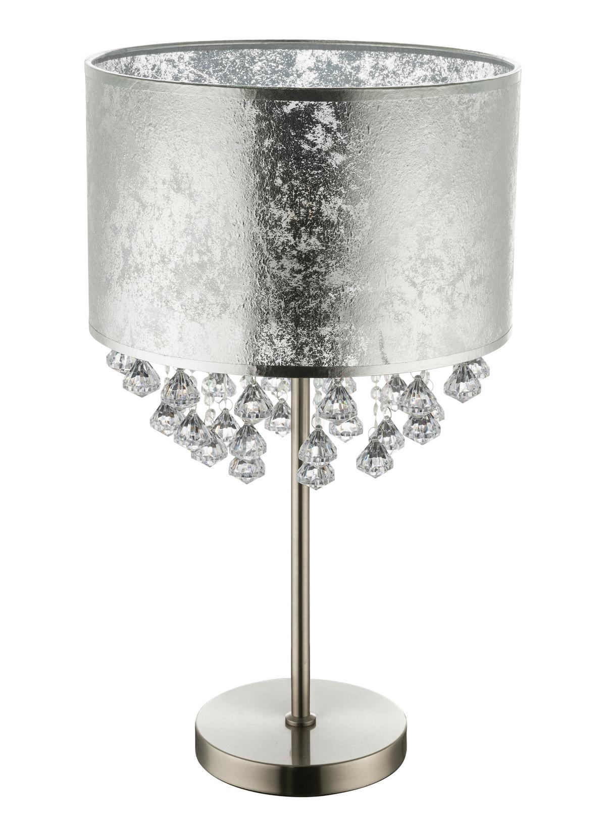 Tischlampe Klar/Silberfarben mit Schalter - Klar/Silberfarben, Design, Kunststoff/Textil (32/56cm) - Globo