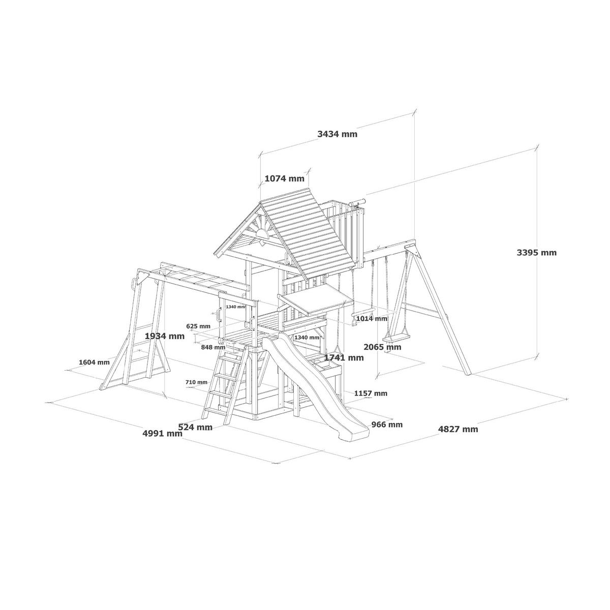 Spielturm Mit Rutsche Grün - Dunkelgrün/Anthrazit, Basics, Holz/Kunststoff (482/500/338cm) - Ambia Garden