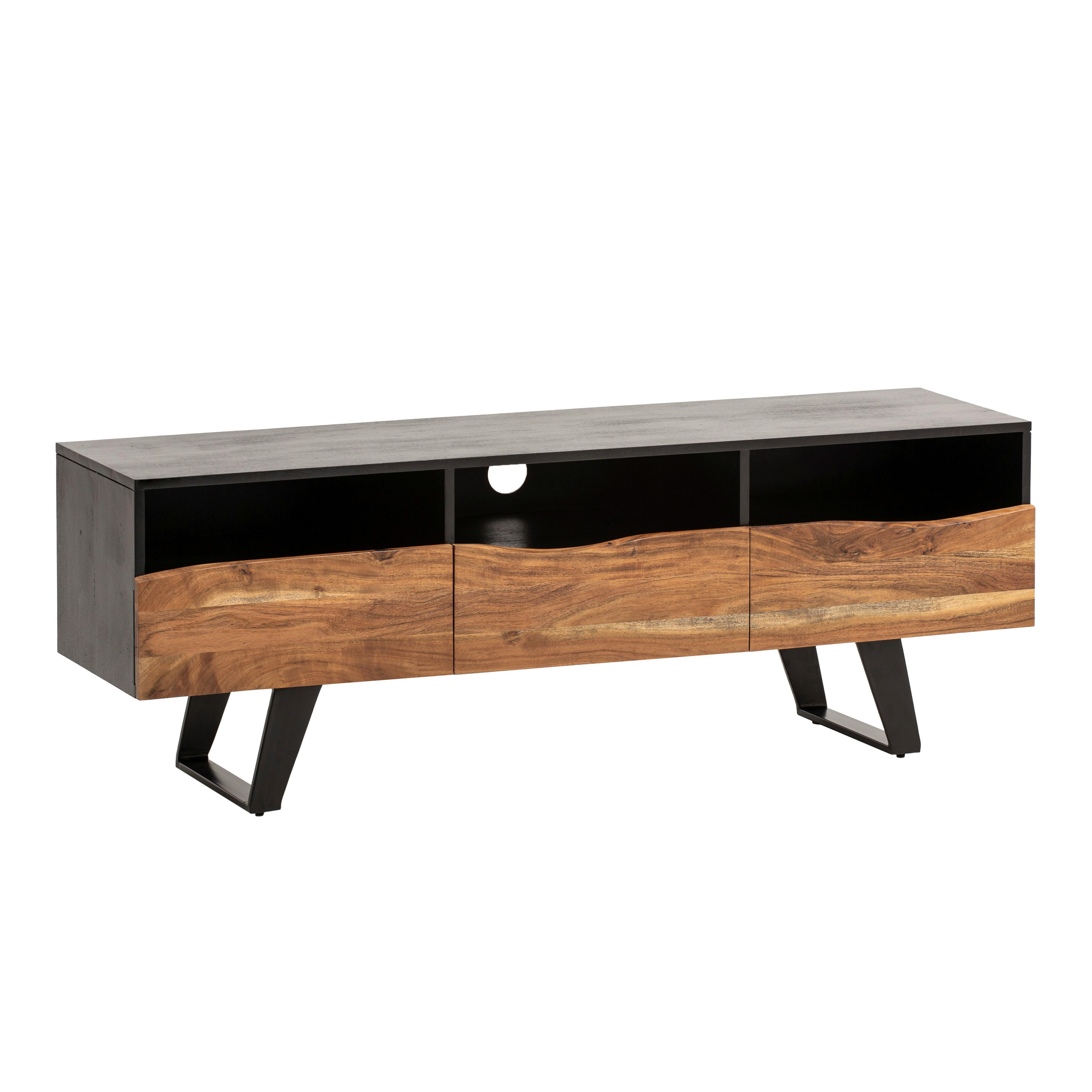 LOWBOARD Schwarz, Akaziefarben L: 140cm - Schwarz/Akaziefarben, Design, Holz (140/50/40cm) - MID.YOU
