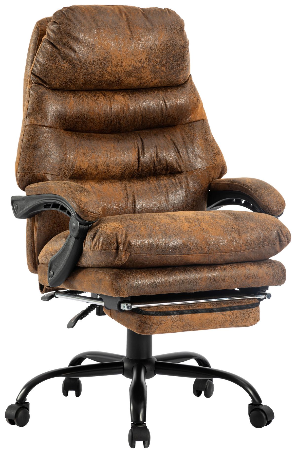 Drehstuhl Big Boss Braun/ Schwarz Bis 140 Kg - Schwarz/Braun, MODERN, Kunststoff/Textil (64/114-122/72cm) - MID.YOU