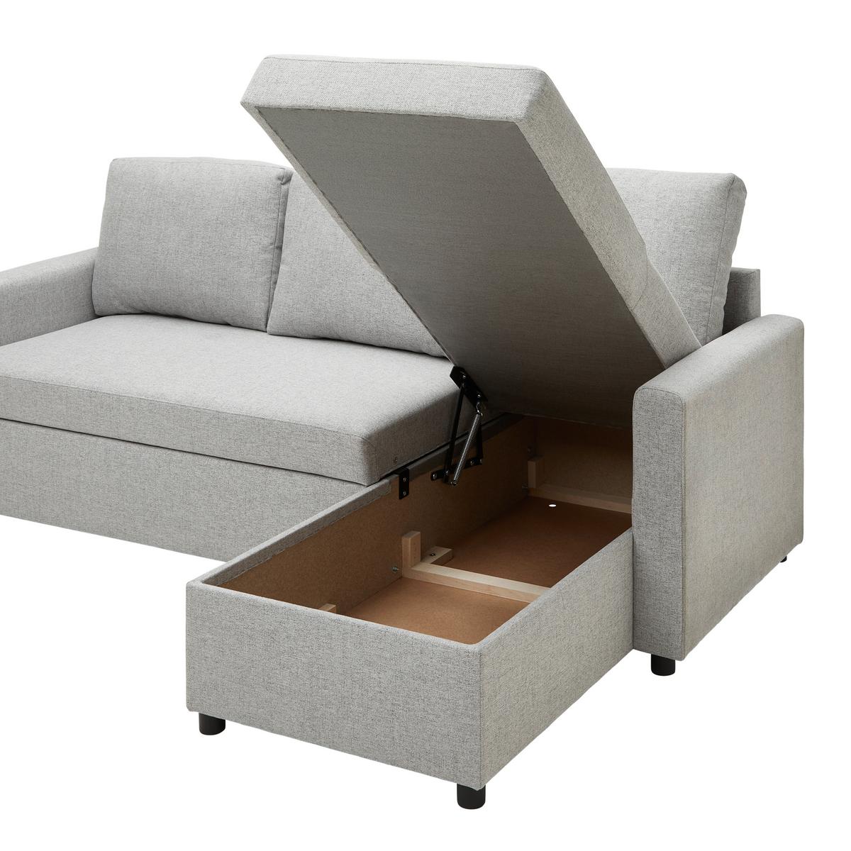 Rohová sedačka VICTORIA, oboustranná, světle šedá - šedá/černá, Moderní, kov/dřevo (215/82/145cm) - P & B