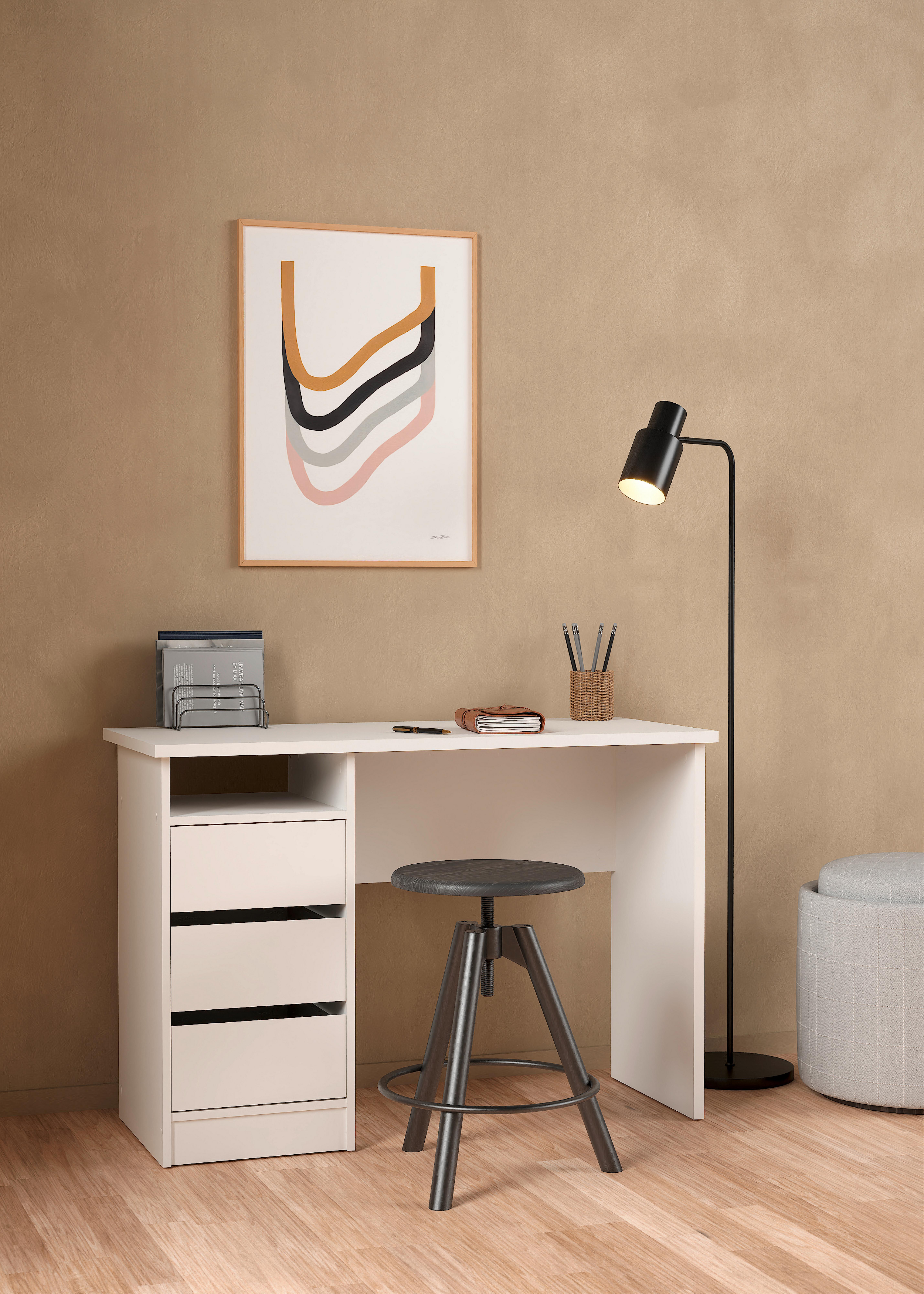 Schreibtisch Function Plus, Weiß, L: 110 cm - Weiß, MODERN, Holzwerkstoff (110/48,5/76cm) - MID.YOU