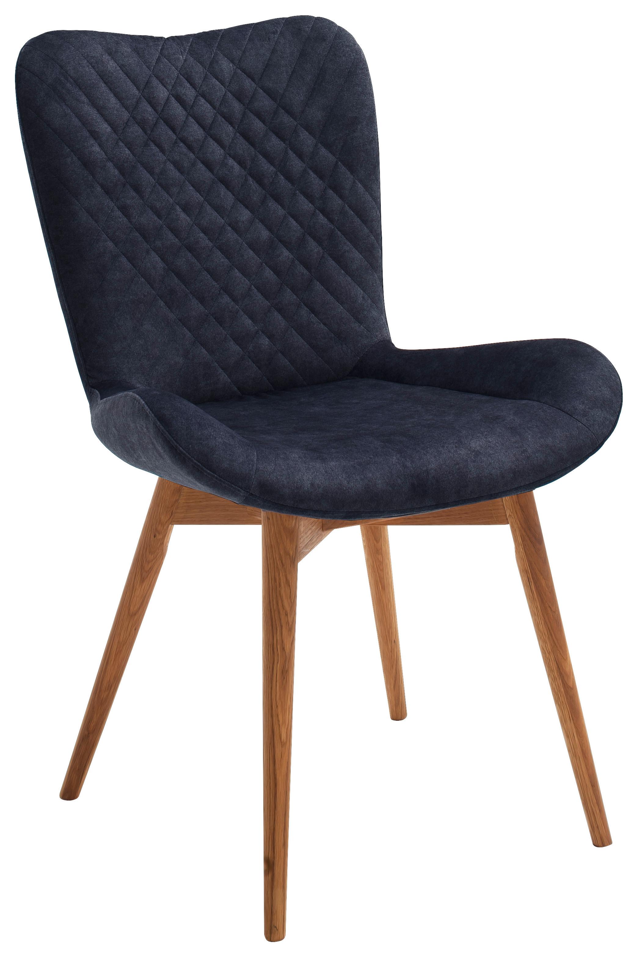 Stuhl Sarander - Blau/Eichefarben, Natur, Holz/Textil (58/88/67cm) - MID.YOU