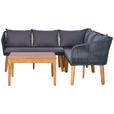 Loungegarnitur Trendy Aus Holz/Metall mit Kissen - Anthrazit/Grau, MODERN, Holz/Textil (199/199cm) - Beldano