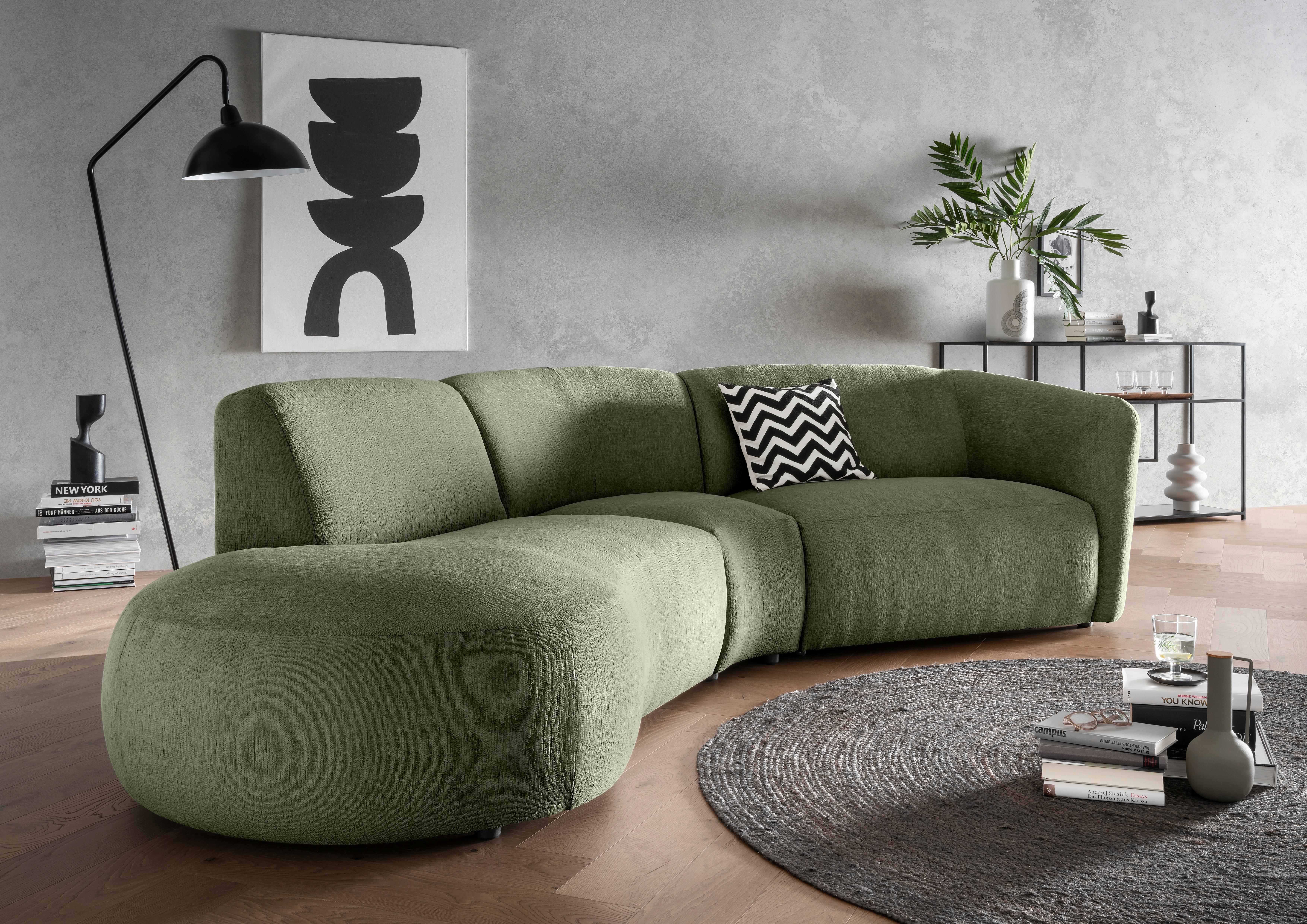 Ecksofa Jesi, Grün S: 182x276 Cm - Schwarz/Grün, MODERN, Textil (182/276cm) - Livetastic