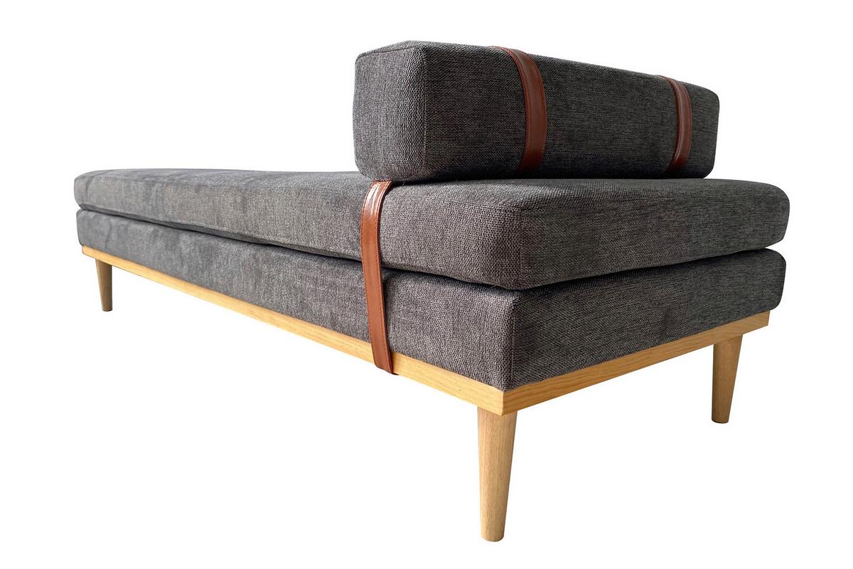 Chaiselongue Daybed Samt Anthrazit B: 180 Cm - Anthrazit/Naturfarben, MODERN, Textil (180/42/75cm) - Livetastic