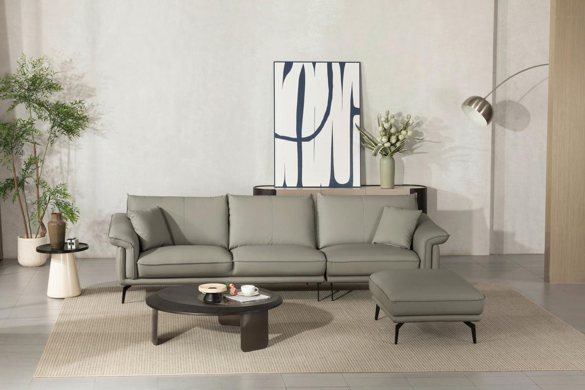 3-Sitzer-Sofa Daniele - Taupe/Schwarz, Design, Textil (289/84/92cm) - MID.YOU