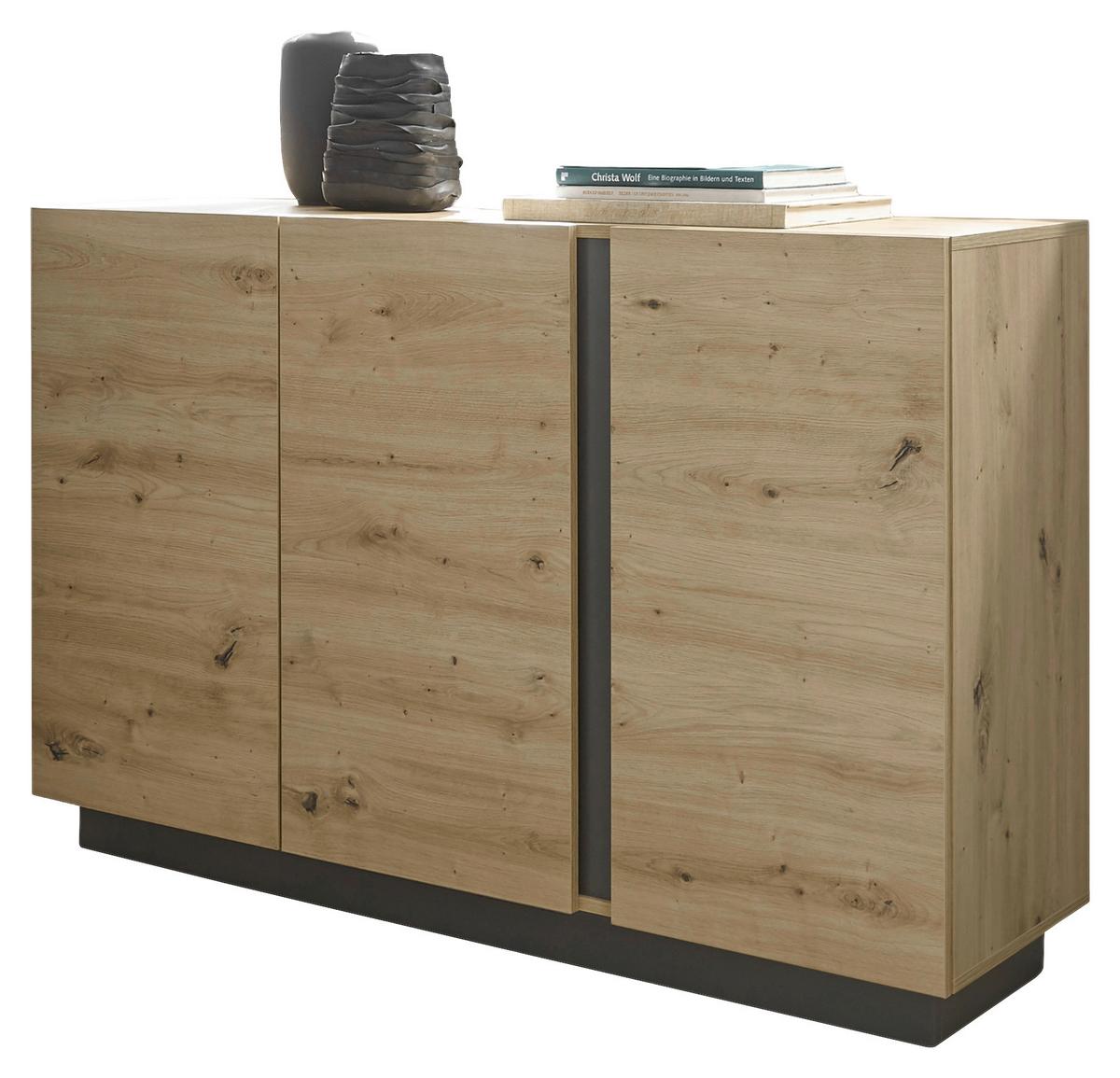Sideboard Clair Grau/Eiche Dekor B:138cm - Eiche Artisan/Grau, Design, Holzwerkstoff (138/91/40cm) - MID.YOU