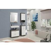 Badezimmer Scout - Weiß Hochglanz/Grau, MODERN, Holzwerkstoff (97cm) - MID.YOU