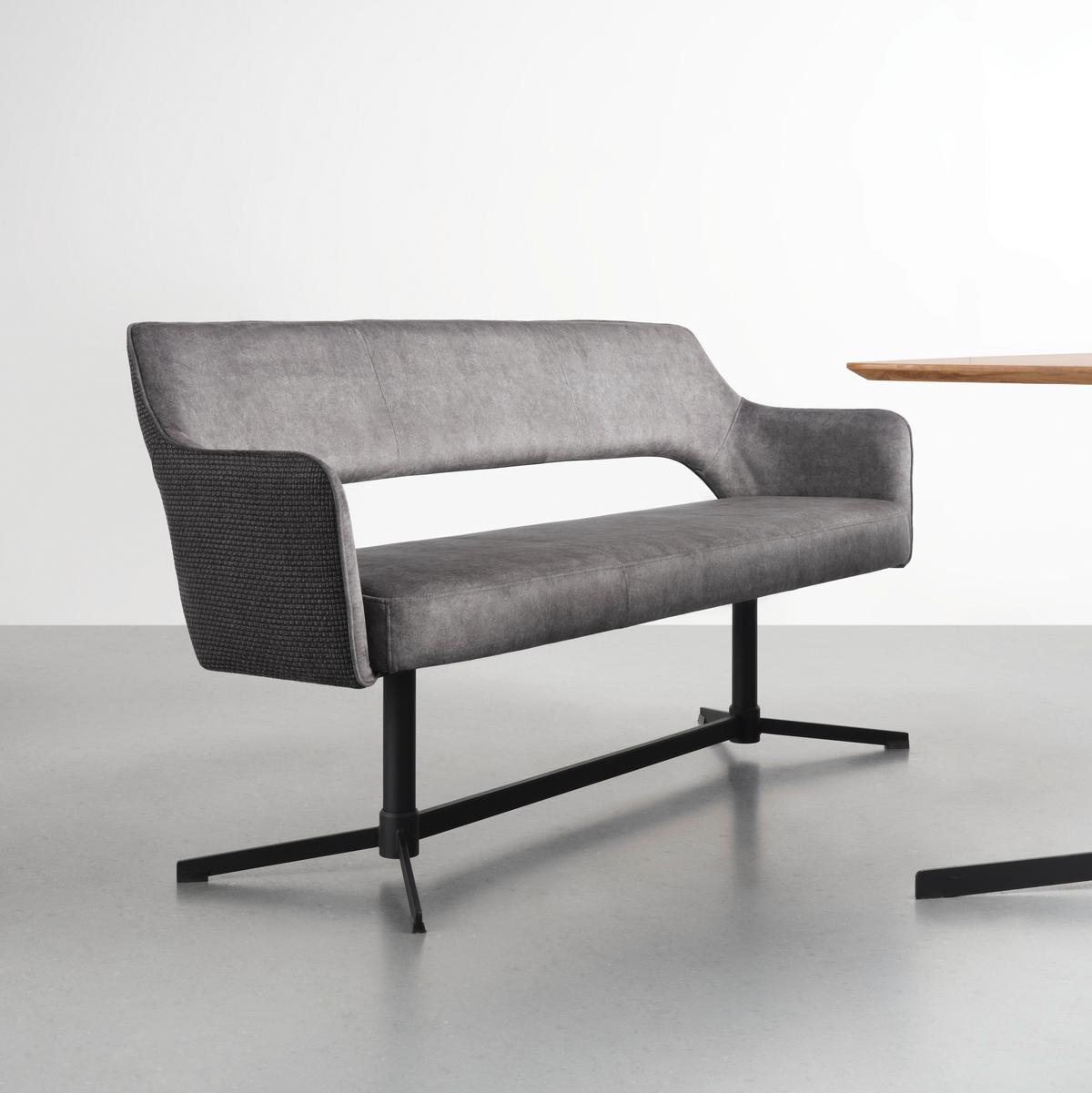 LAVICA VALLETTA - čierna/antracitová, Modern, kov/textil (170/85/61cm) - Premium Living