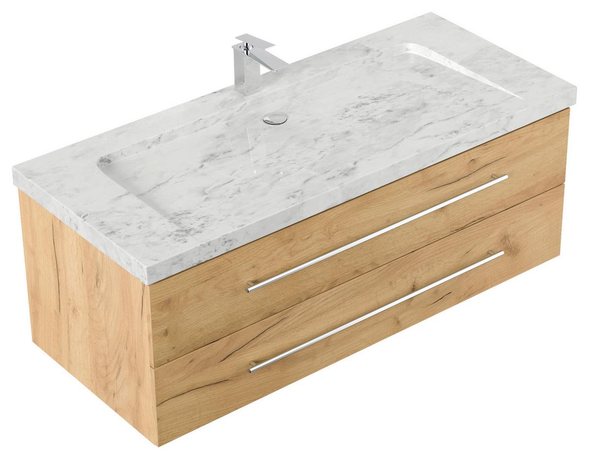 WASCHTISCHKOMBI Yamo, Eichefarben B: 130cm - Eichefarben, Basics, Holzwerkstoff/Stein (130cm) - MID.YOU