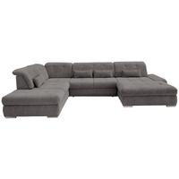 Wohnlandschaft Dalida Mit Schlaffunktion Braun/grau - Chromfarben/Braun, Design, Textil (254/376/195cm) - Livetastic