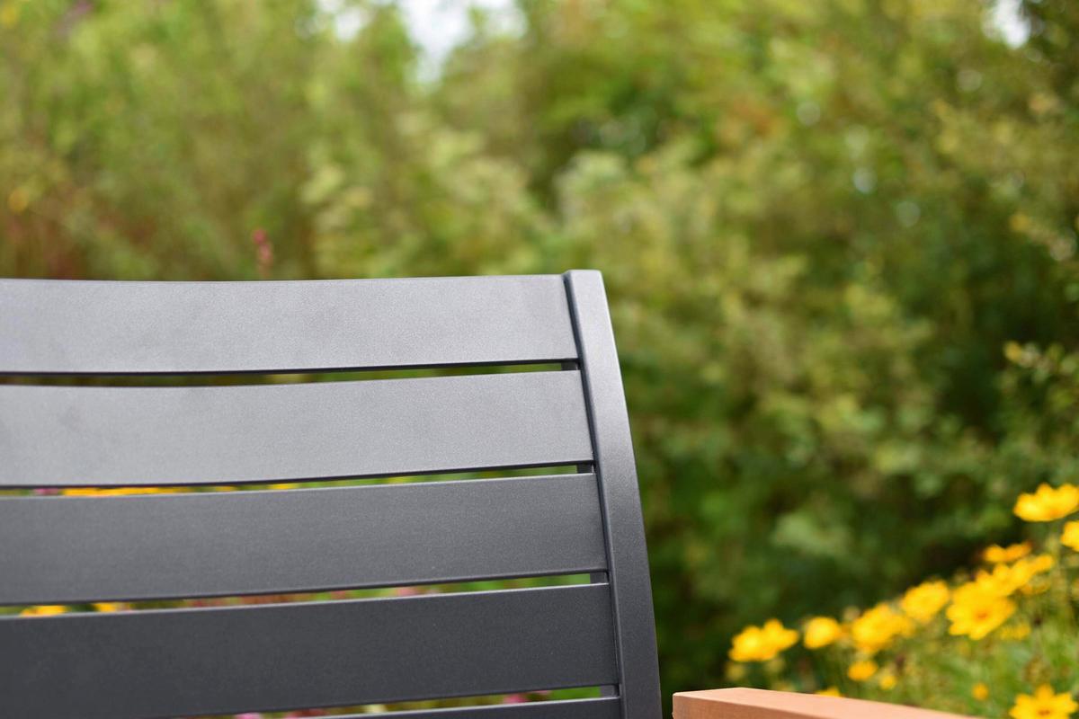 Gartentischgruppe 5-teilig. Set - Graphitfarben/Naturfarben, KONVENTIONELL, Kunststoff/Metall - Gardenson