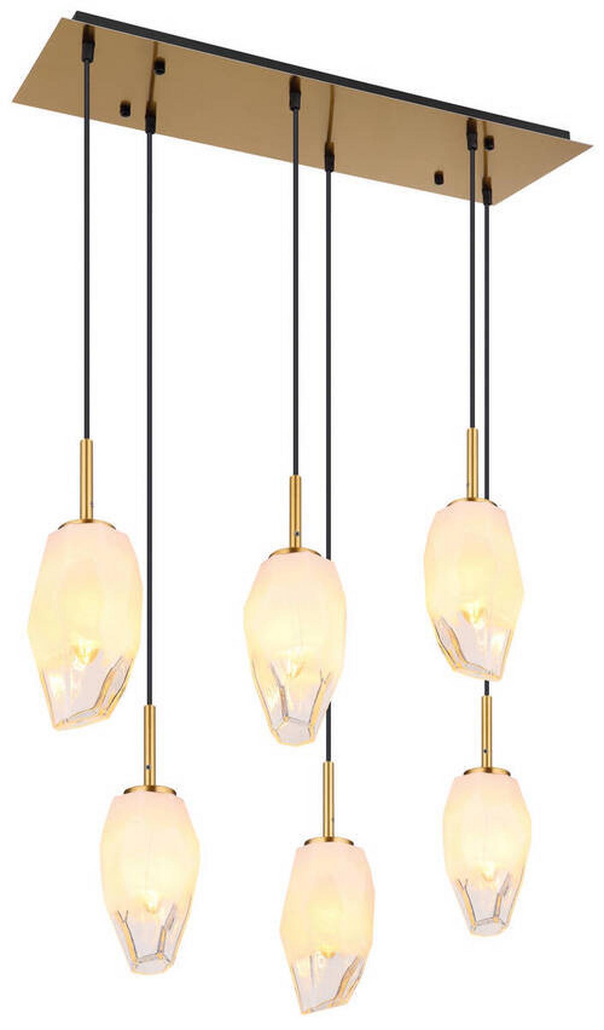 Hängeleuchte 15787-6h - Klar/Messingfarben, KONVENTIONELL, Glas/Metall (72/24/120cm) - Globo