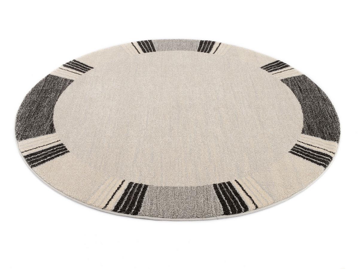 Webteppich Grau/Dunkelgrau Palazzo Lobo Rund Ø 200 cm - Grau, KONVENTIONELL, Textil (200cm) - Novel
