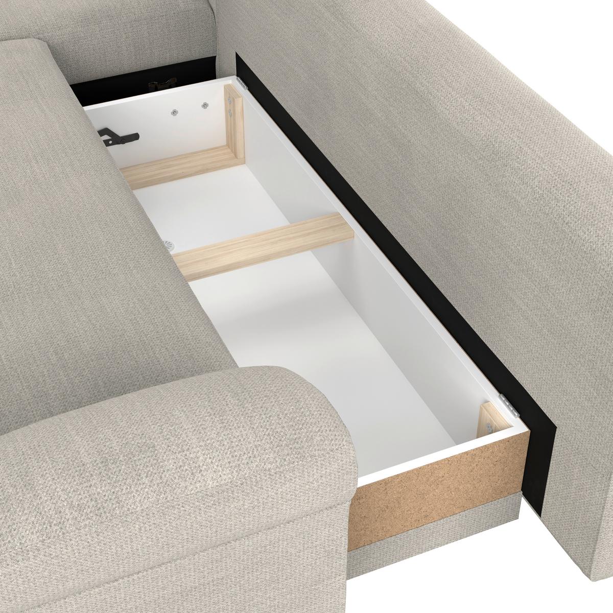 Ecksofa mit Schlaffunktion Mendoza new Chenille 197x309cm - Creme/Schwarz, KONVENTIONELL, Textil (197/309cm) - Ondega