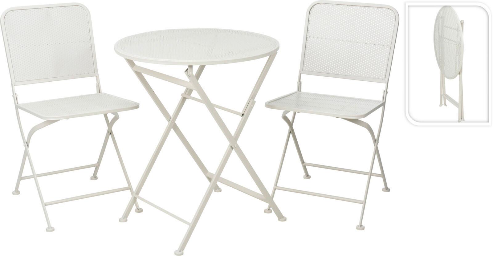 Balkonmöbel Set Aus Metall - Weiß, Basics, Metall (136/41/78cm)