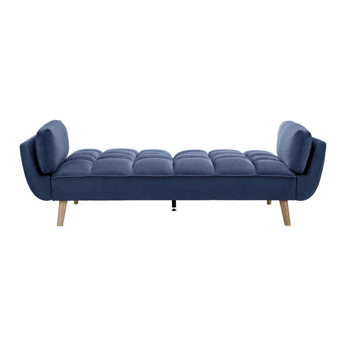 Rozkladacia pohovka CORA, modrý zamat, max. 360 kg - modrá/prírodná farba, Modern, drevo/textil (214/92/81cm) - Bessagi Home