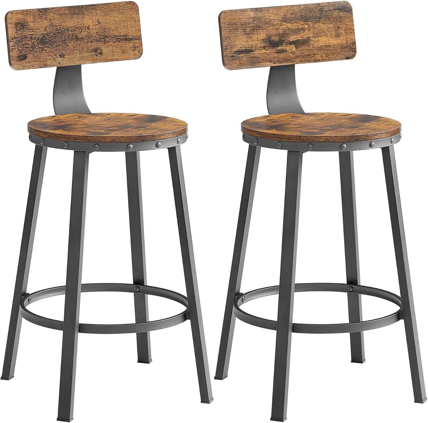 SADA BAROVÝCH ŽIDLÍ RUSTIC HNĚDÁ/KOV ČERNÝ - tmavě hnědá/černá, Moderní, kov/kompozitní dřevo (51,5/88,5/51,5cm) - MID.YOU