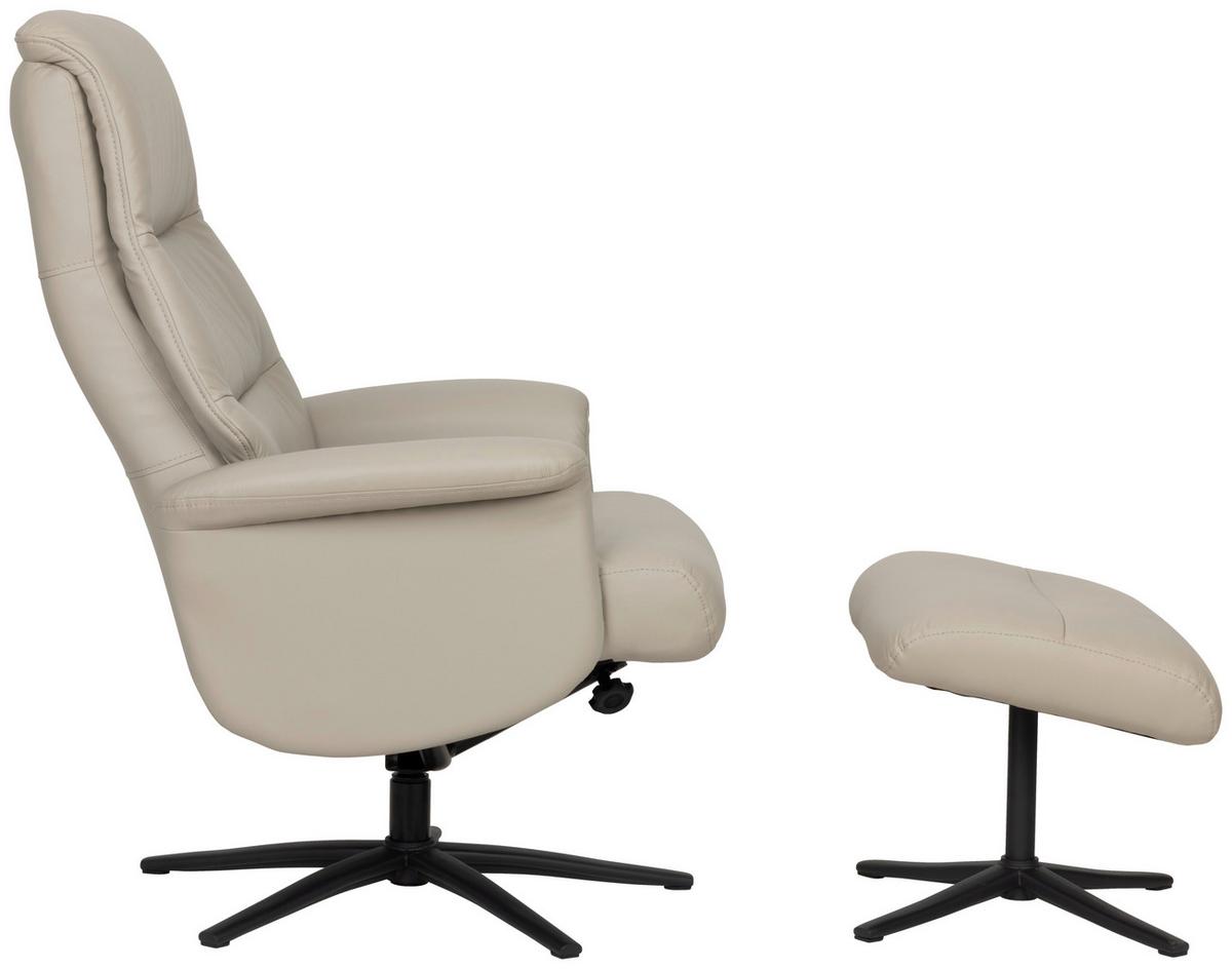 Relaxsesselset Repose Hellgrau B: 76 Cm - Hellgrau/Schwarz, Design, Leder/Textil (76/107/79cm) - Livetastic