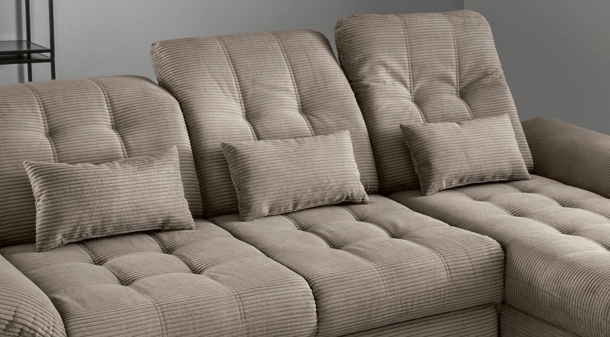 Eckschlafsofa Delphino Graubraun S: 273x189 cm - Graubraun/Schwarz, MODERN, Textil (273/189cm) - Livetastic