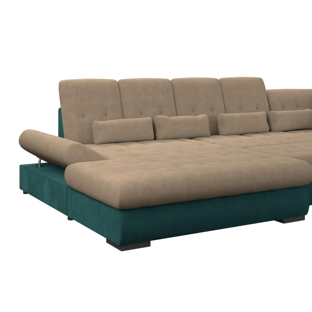 Wohnlandschaft Madera Dunkelbraun S: 358x212 cm - Türkis/Dunkelbraun, KONVENTIONELL, Kunststoff/Textil (190/358/212cm)