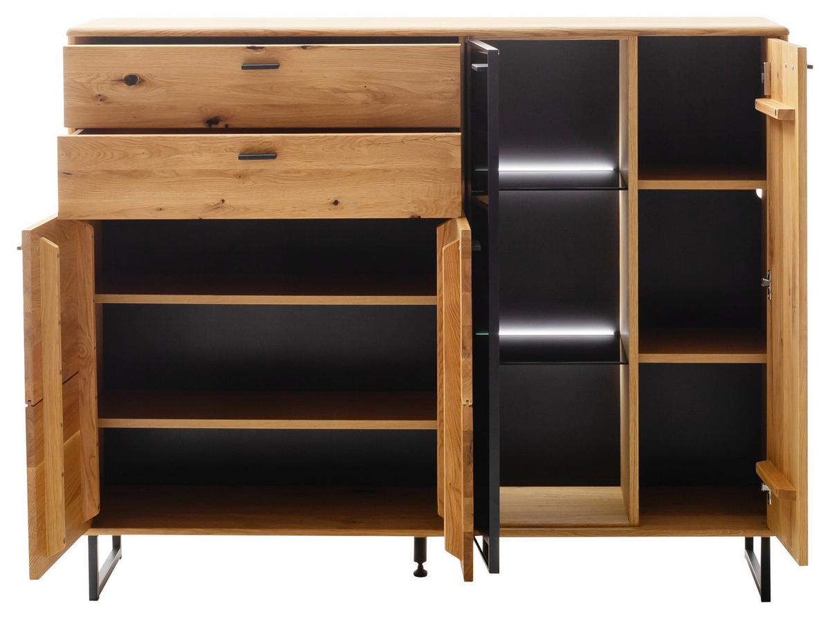 Highboard Arezzo Wildeiche/Anthrazit B: 149 cm - Wildeiche/Anthrazit, Design, Glas/Holz (149/119/37cm) - MID.YOU