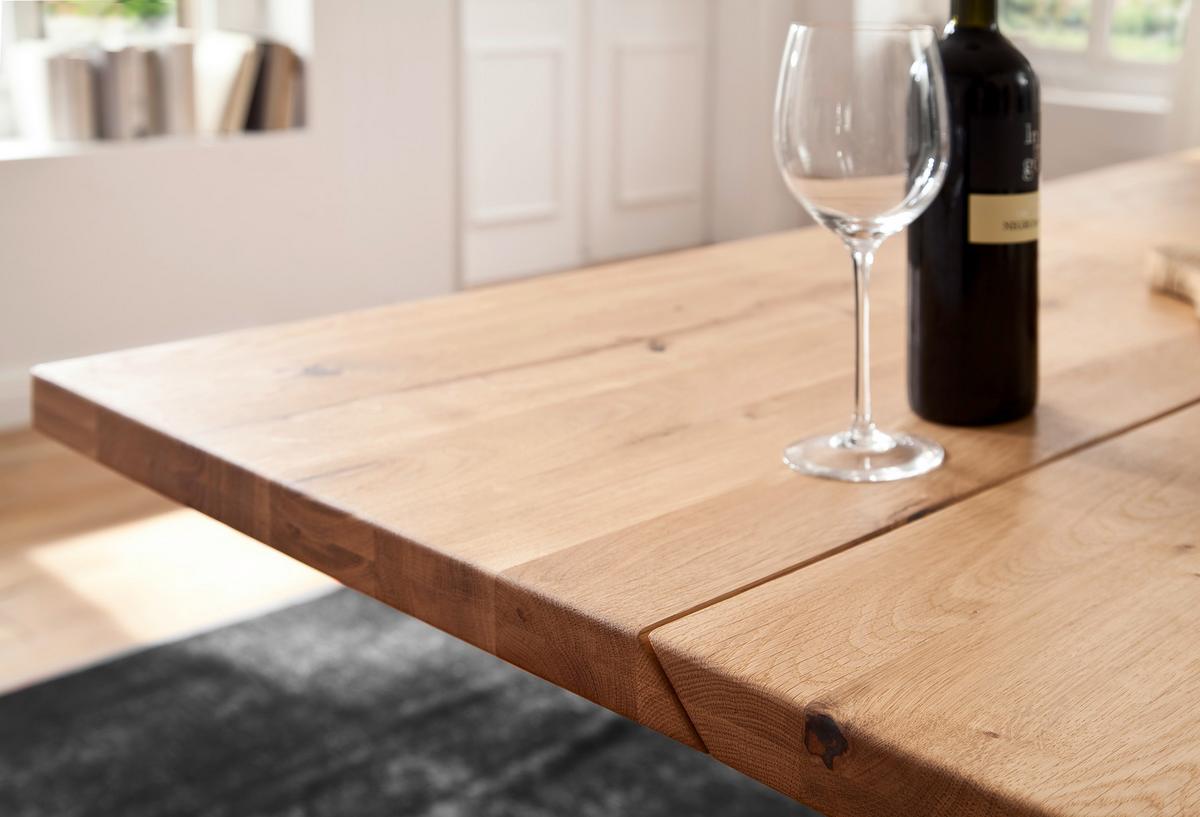 Esstisch Eiche Greta 180x90 cm mit Geteilten Platten - Design, Holz/Holzwerkstoff (180/90/77cm) - Livetastic