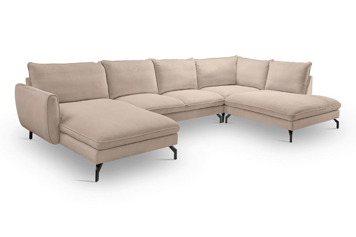 Wohnlandschaft Toronto Beige U: 165x361x168cm - Beige/Schwarz, Basics, Holz/Textil (165/361/168cm) - MID.YOU